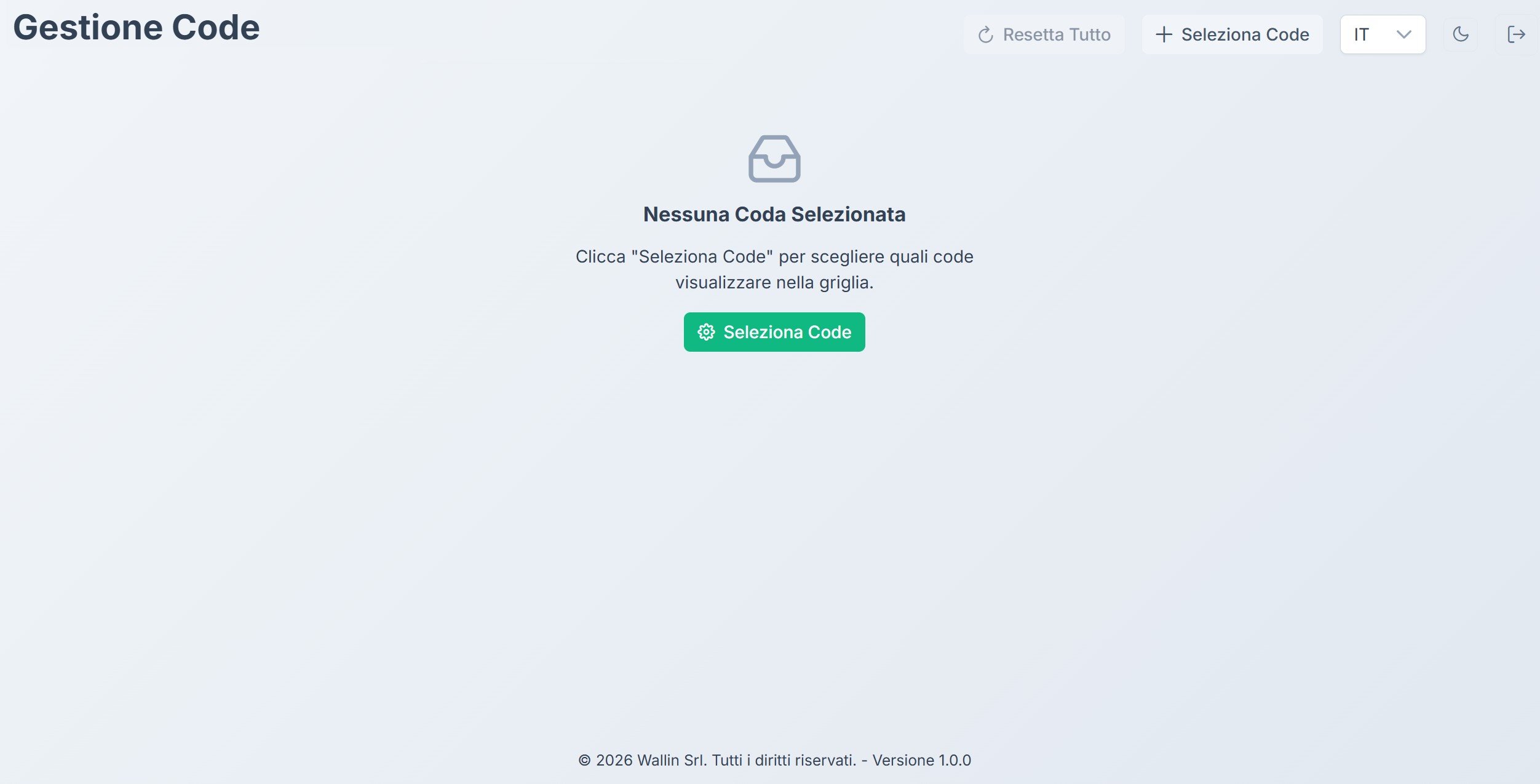 Schermata iniziale del Controller