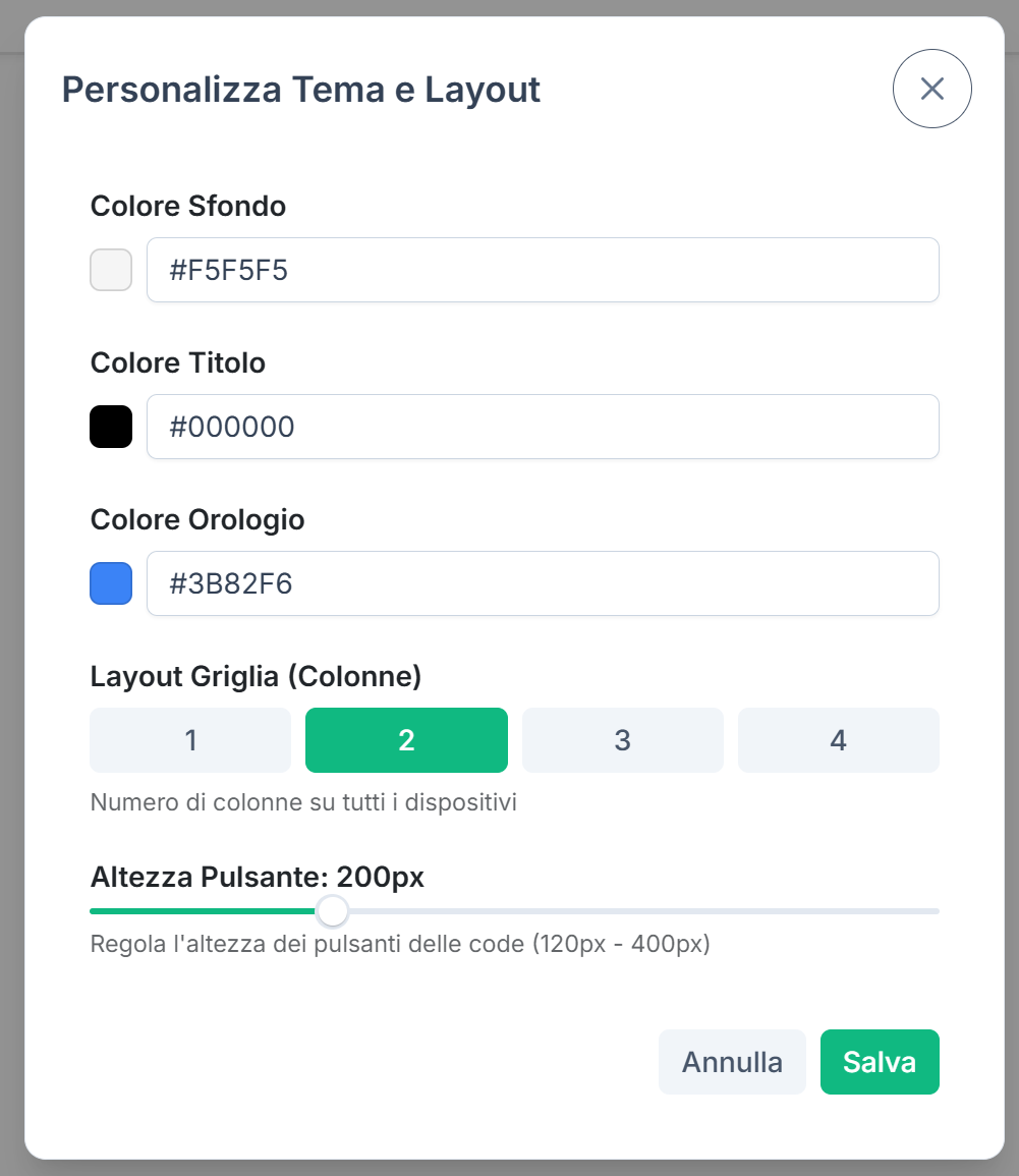 Personalizzazione tema e layout del Totem