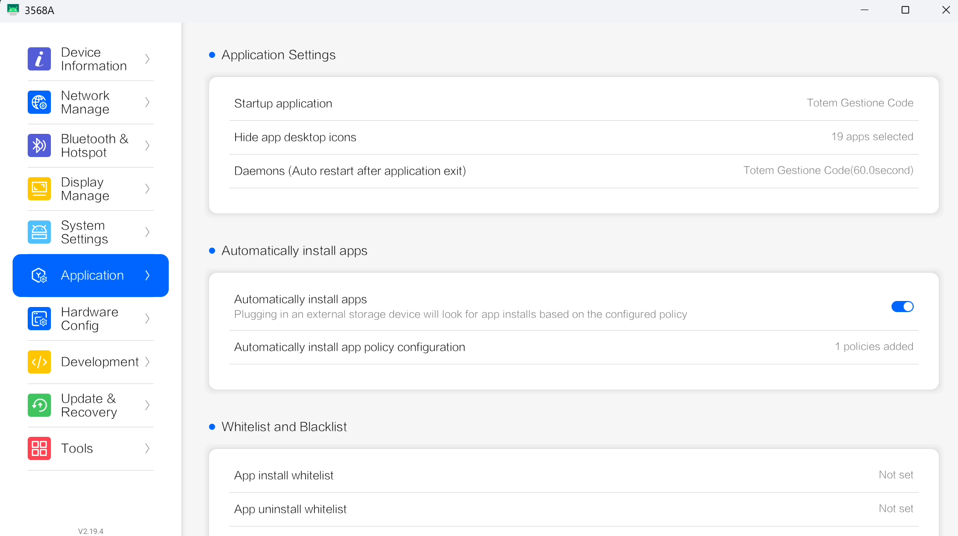 Startup application setup in OS Tools