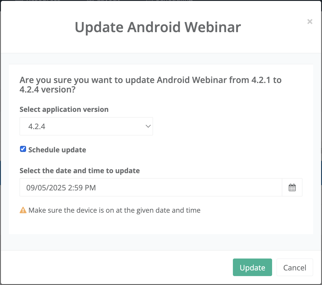 Scheduled update window